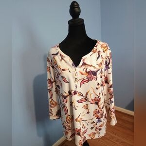 🧡🤍💜 NWOT Womens Karen Scott XL Top Artsy Abstract Office Classy Dinner
